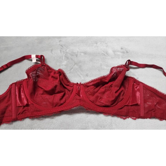 Victoria's Secret 36D Red Lacquer Sexy Tee Sheer Heritage Unlined Demi Bra NWT - Picture 5 of 6